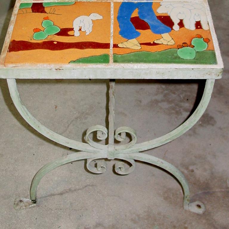 „SCENIC ART TILE TABLE“ ART TILE TABLE 1930er Jahre Mexikanisches Thema 1