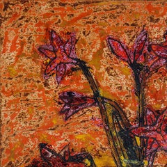 Red Madonna Llily - Traditional lacquer on wood by Cuong Tran Nguyen, Vietnam