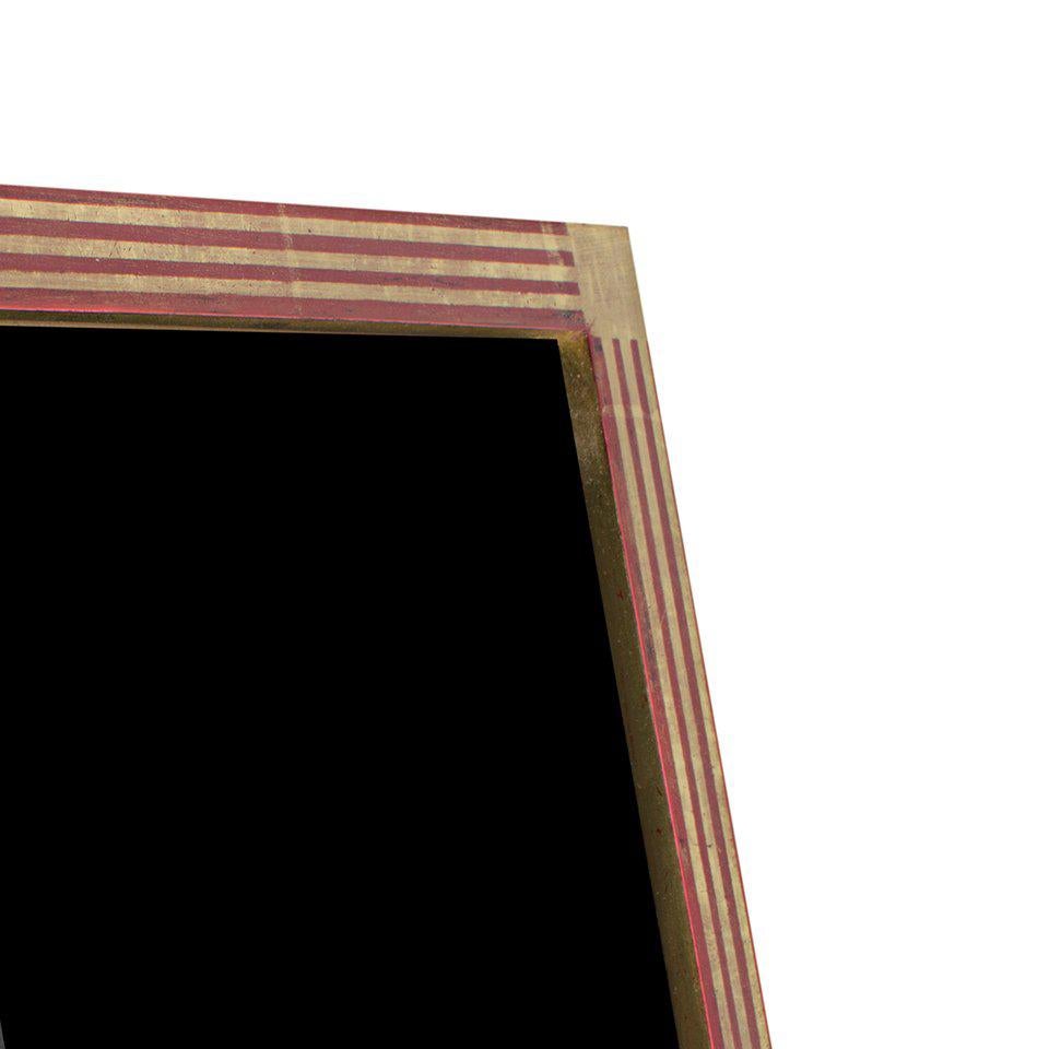 This photo frame was hand-made in Romania and features 22K gold leafing. It is made out of wood and includes archival plexiglass to protect anything displayed in it from fading or other damage from light. This frame can be used both vertically and