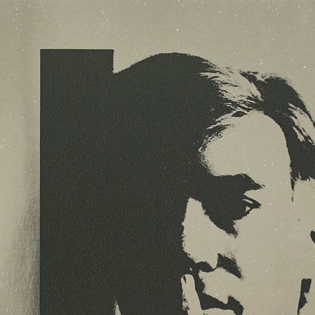 Amazing Andy Warhol image, Self-Portrait, on heavy silver metallic paper from the 
