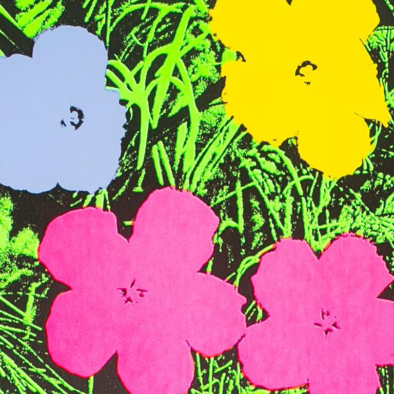 Reproductive print after Warhol, Flowers, on Silver Metallic Paper - Contemporary Art by (after) Andy Warhol