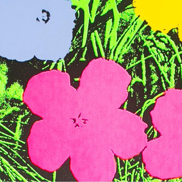 Amazing Andy Warhol flower image on heavy silver metallic paper from the 