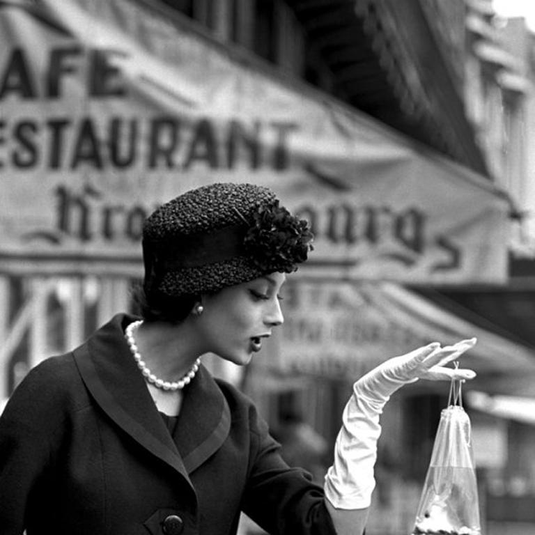 Marie Helene Arnaud the red fish Magazine Elle  1957  - Photograph by Georges Dambier