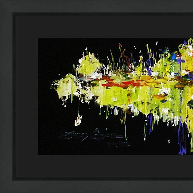 LILY IN RADIANT POND - Expressionist Mixed Media Art by James Coleman