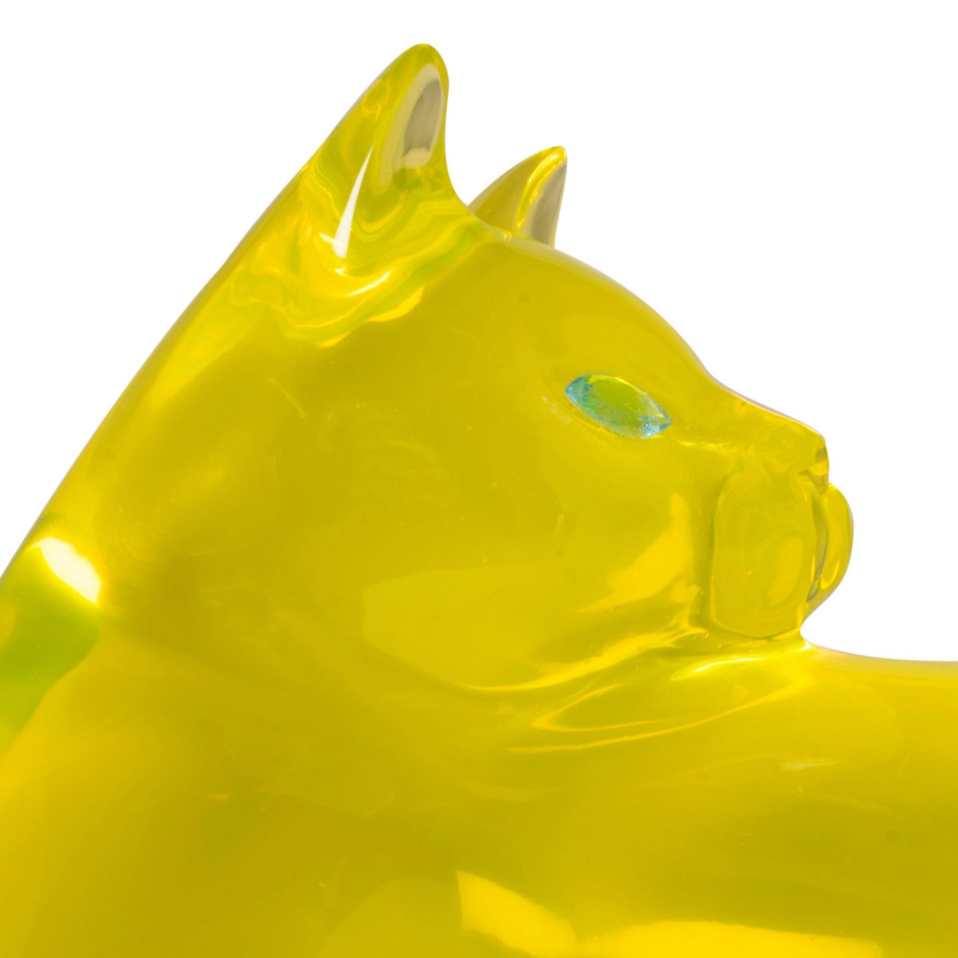 Yellow Cat - Sculpture by Mara Sfara