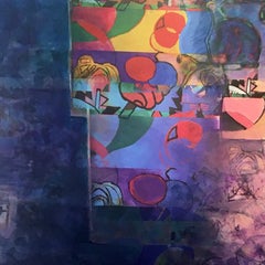 Megiddo - contemporary deep purple abstract mixed media on canvas