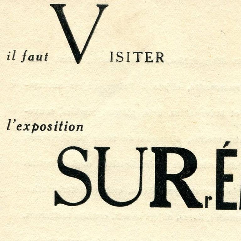 Einladung von Max Ernst zur Surrealisten-Ausstellung, die vom 7. bis 18. Juni 1933 in Paris in der Galerie Pierre Colle stattfand. Die Ausstellung stellte einen Meilenstein und einen Wendepunkt in der Kunst dieser Zeit dar, ebenso wie in der