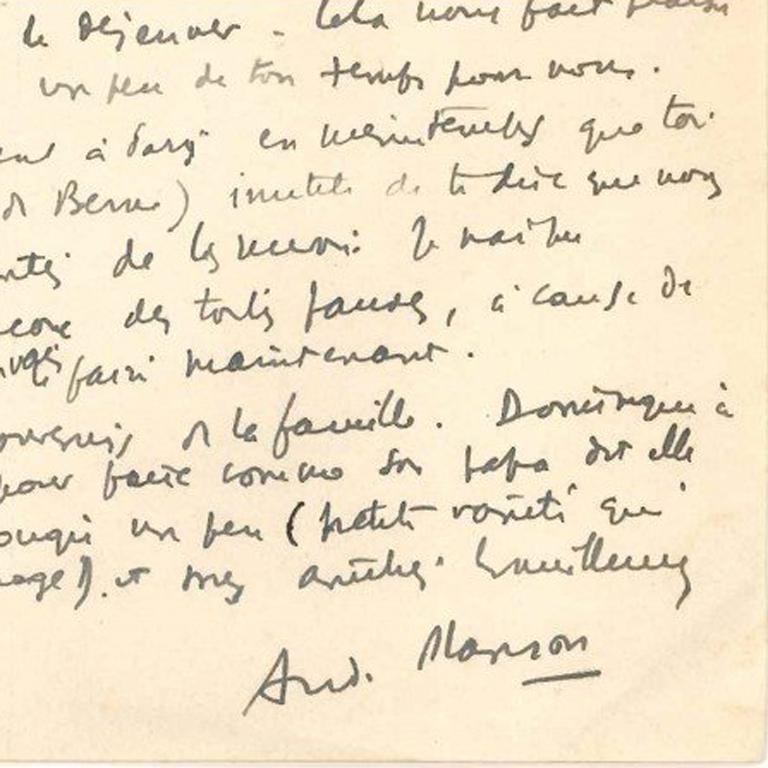 Signierter Brief von André Masson - 1940er Jahre - Surrealismus im Angebot 2