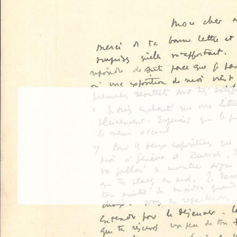 L.A.S. (Lettre Autographe Signée) Autograph Letter Signed by A. Masson to N. Jacometti. Paris, 22nd November 1949. One page. 27 x 20.9 cm. In 8°. In French. Perfect condition, with usual folds of paper and some slight stains of ink on the higher