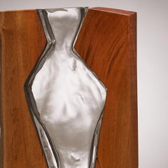 Hand Blown Clear Glass with Live Edge Wood "Vase" Sculpture, Scott Slagerman