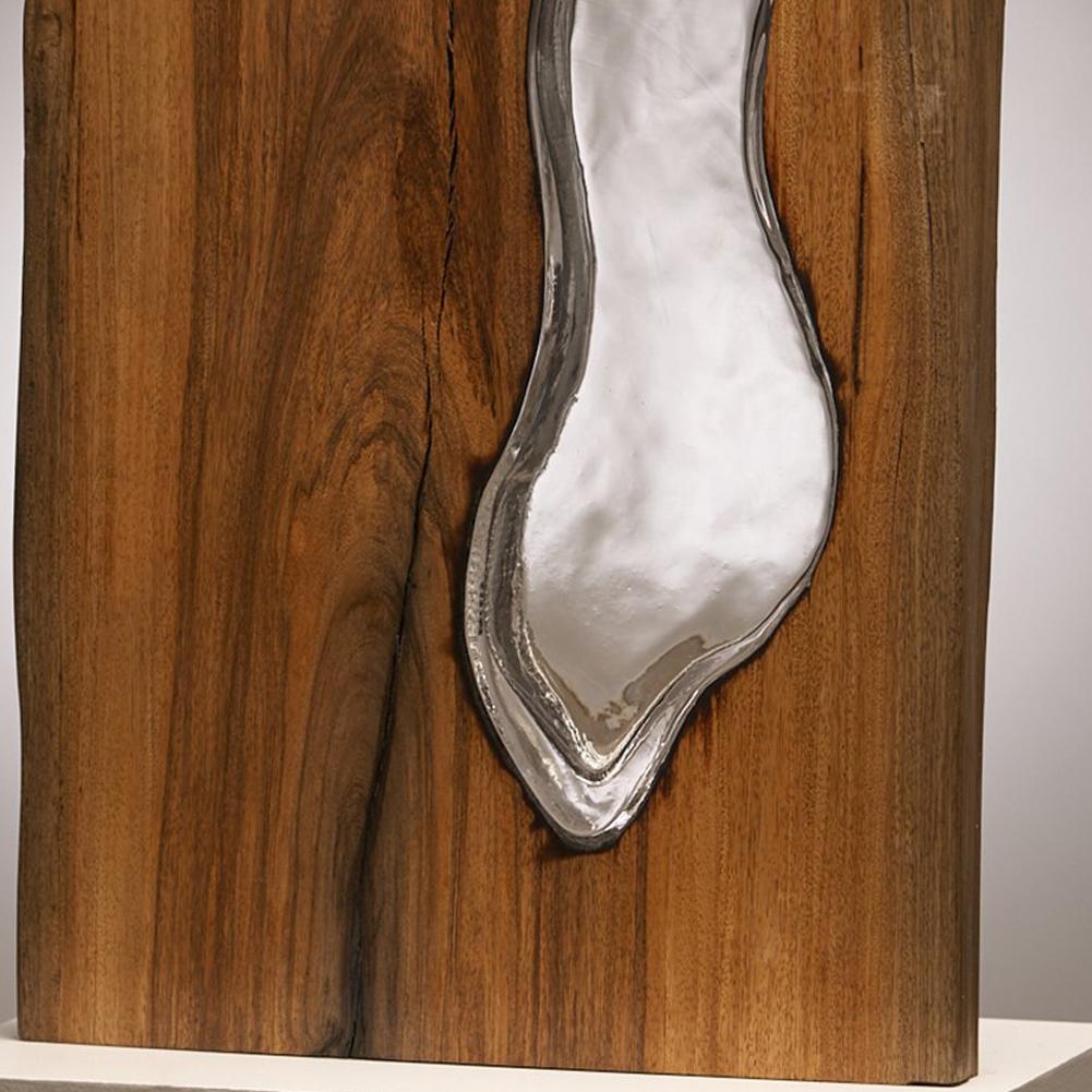 Hand Blown Clear Glass with Live Edge Wood Vase Sculpture, Scott Slagerman - Contemporary Mixed Media Art by Scott Slagerman / Jim Fishman