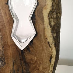 Hand Blown Clear Glass with Live Edge Wood, Vase Sculpture, Scott Slagerman
