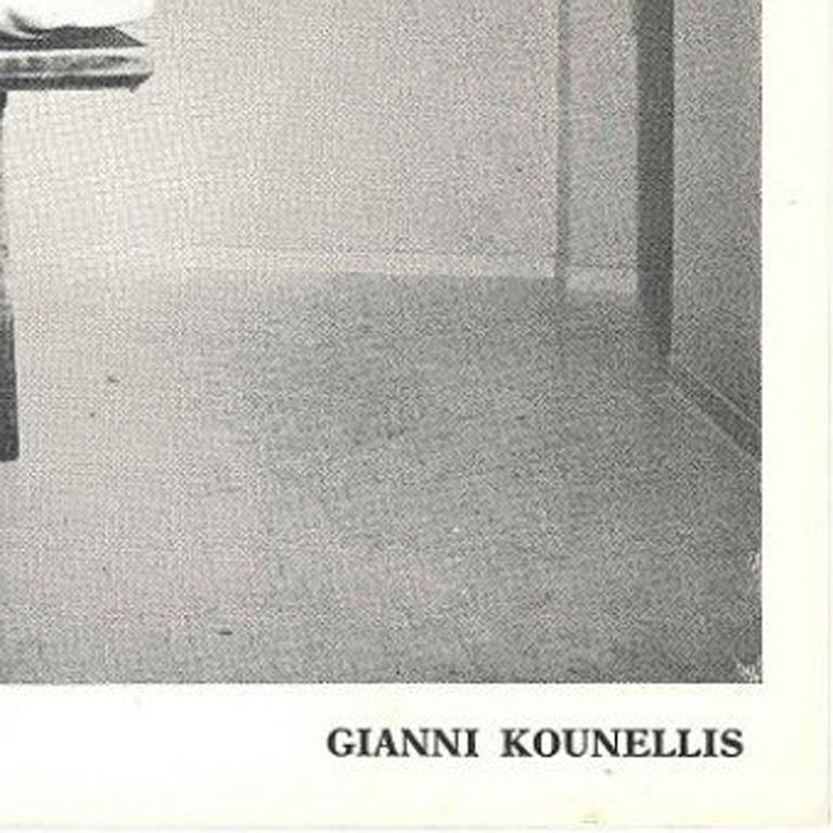 Kounellis' Performance is a B/W Photo-postcard, with a caption in Italian 