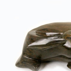 Resting Deer. Stone sculpture.  Animal Art. polished stone. Garden or Interiors