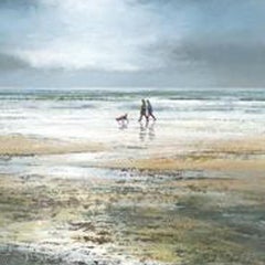 Raincoats and Wellingtons - Stampa su tela di grandi dimensioni, paesaggio marino, paesaggio, blu