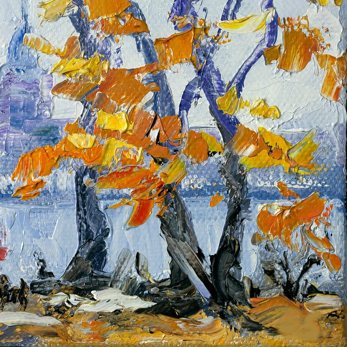 Autumn Time - Brown Landscape Painting by Stanislav Sidorov