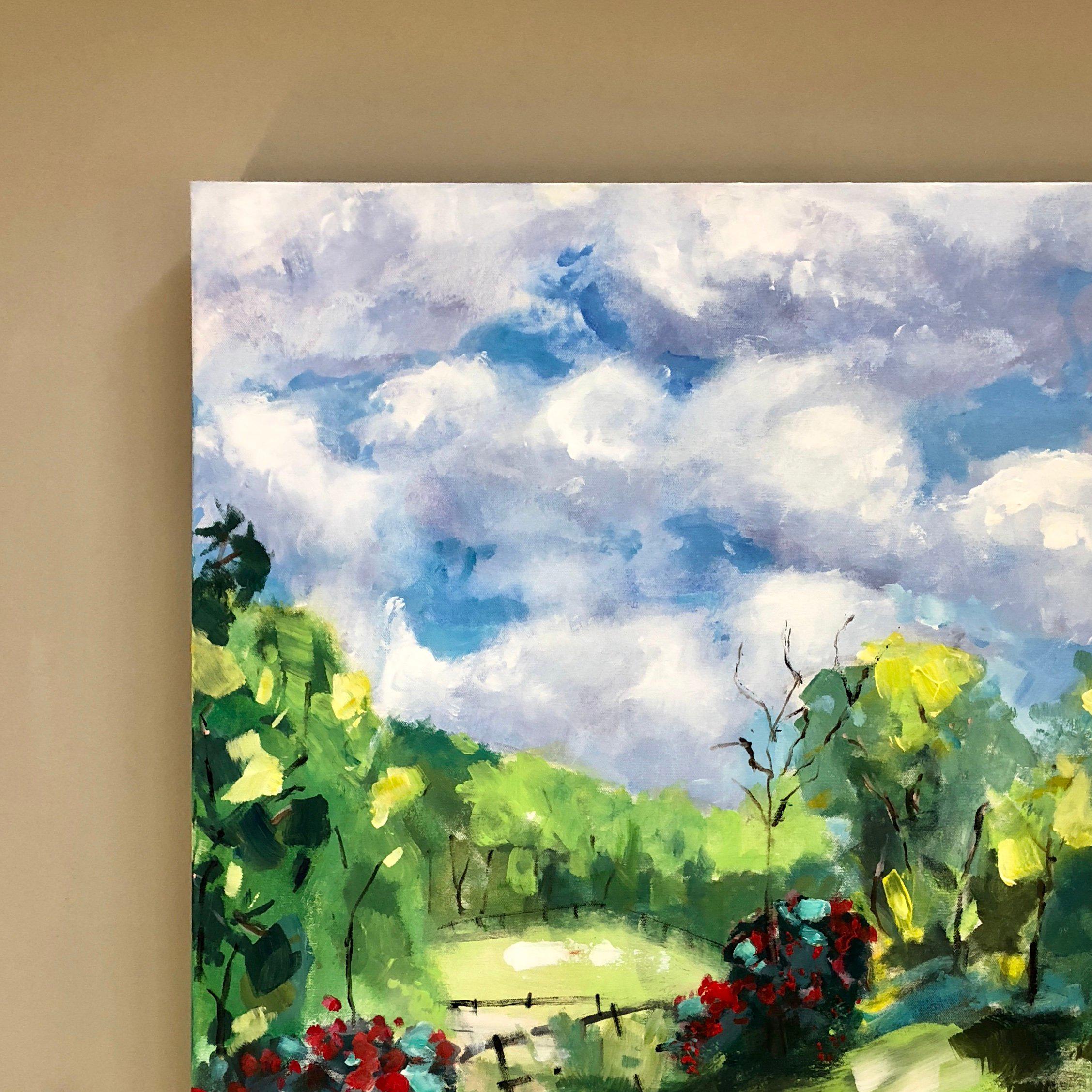 Oz's View - Beige Landscape Painting by Patricia Fabian