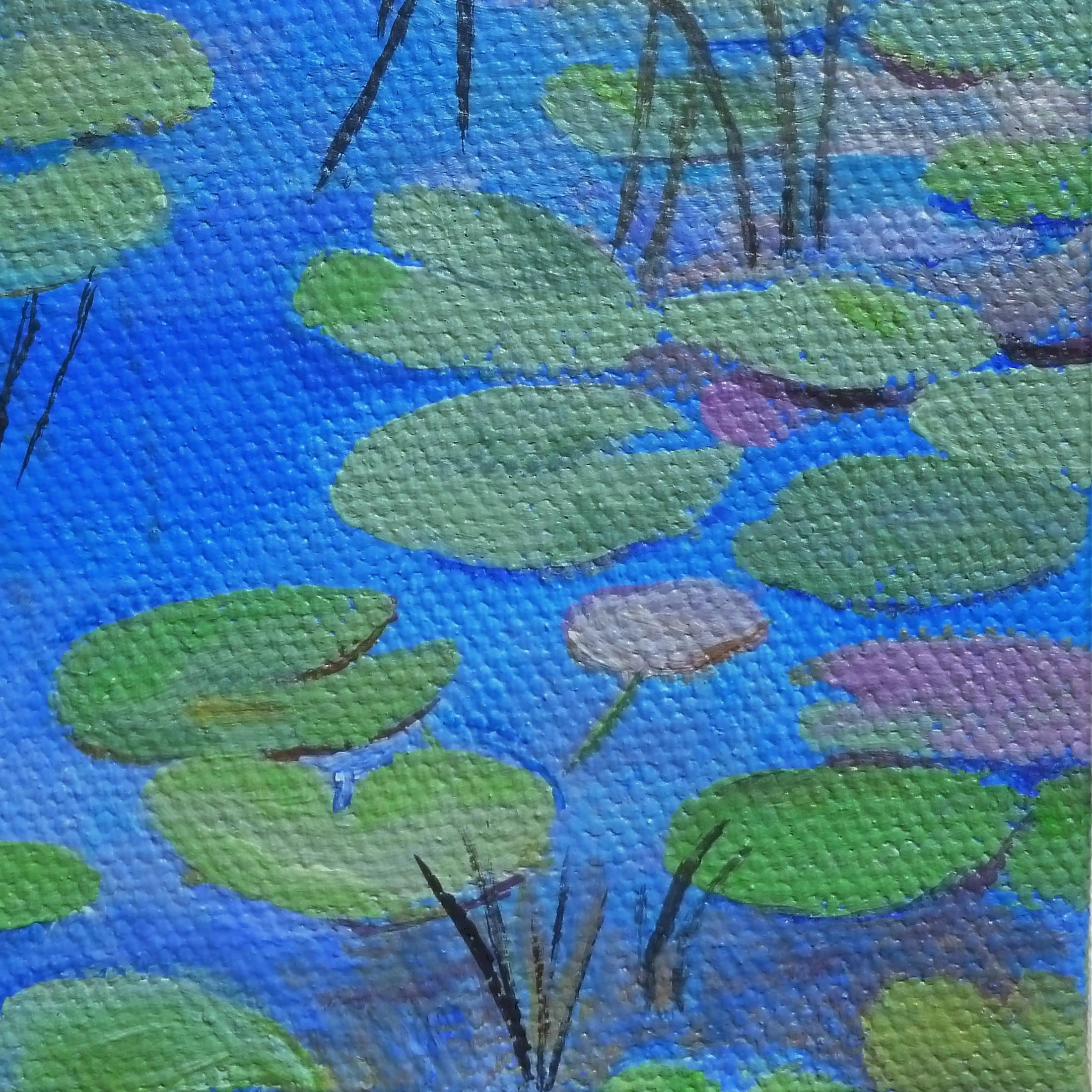 Lilypads - Blue Landscape Painting by Catherine McCargar