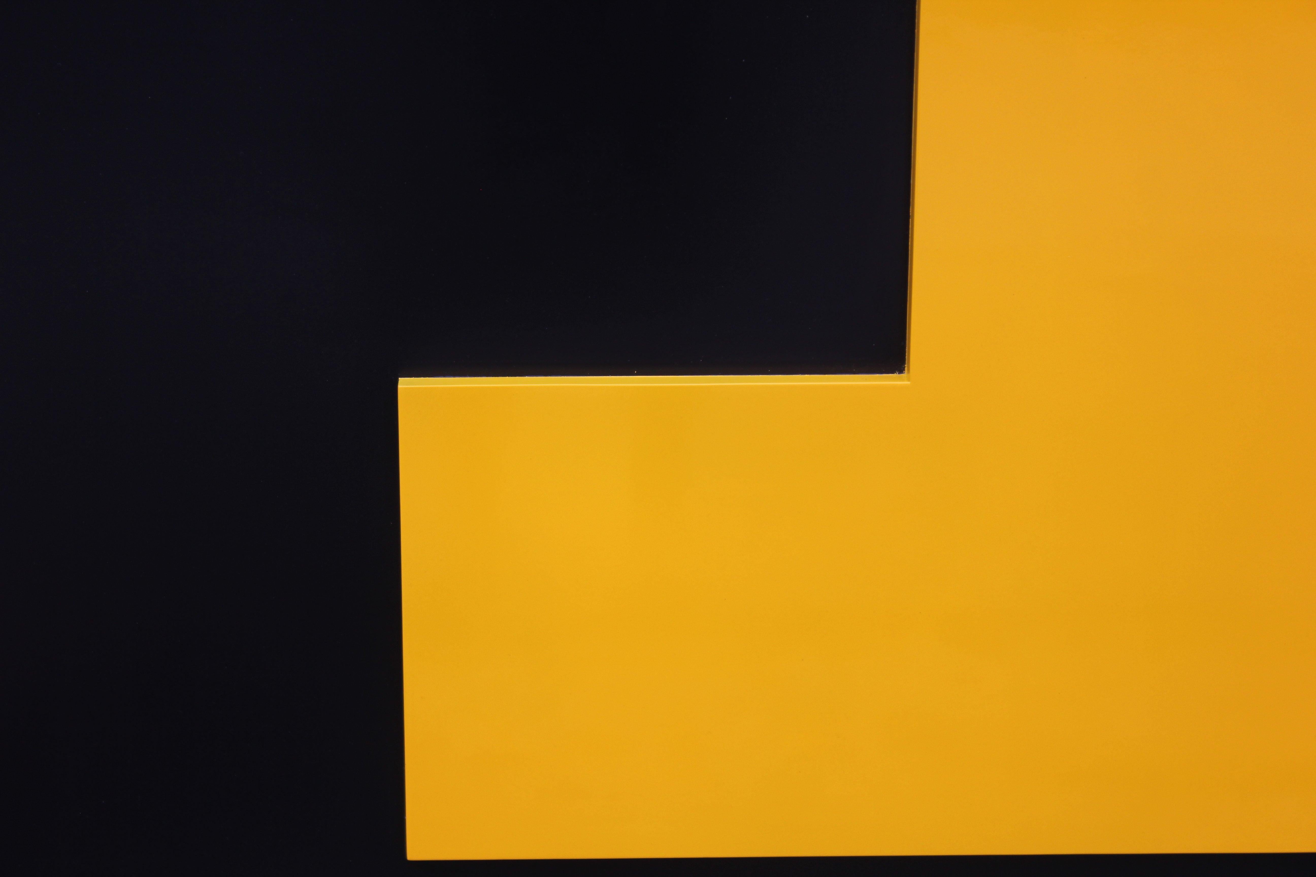 Large Geometric Black and Yellow Modern Abstract - Contemporary Mixed Media Art by Matthew Reeves