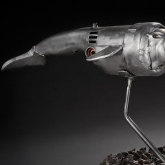 Original recycled steel sculpture by Peter McFarlane  NARWHAL
