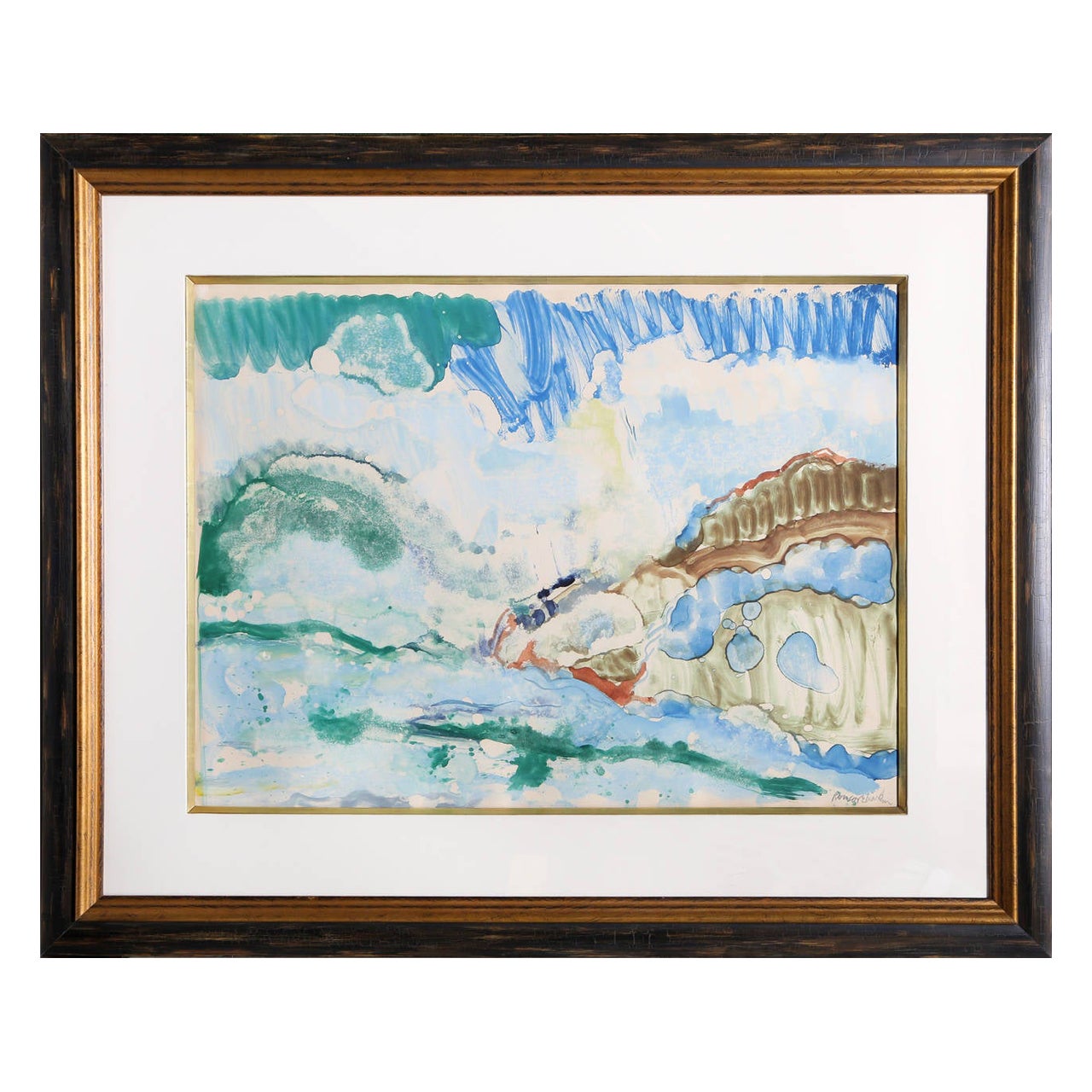 High Surf Orient Bay, St. Martin, Abstract Oil Monotype by Romare Bearden