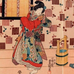 Scene from Nise murasaki inaka Genji - triptych