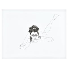 "Laurel no. 1", figure line drawing of nude female lounging