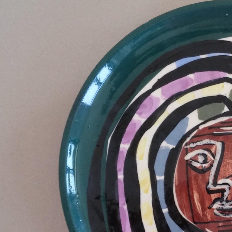 Ceramic, hand painted ,Unique work.
Painted and glassed white earthenware plate. Diameter 28 cm.
Signed and dated on the reverse.
