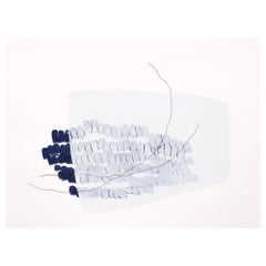 "Frozen Tracks in Snow", contemporary abstract landscape acrylic & crayon, paper