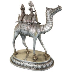 Magnificent Antique Colonial Indian Silver Camel with Riders, circa 1880