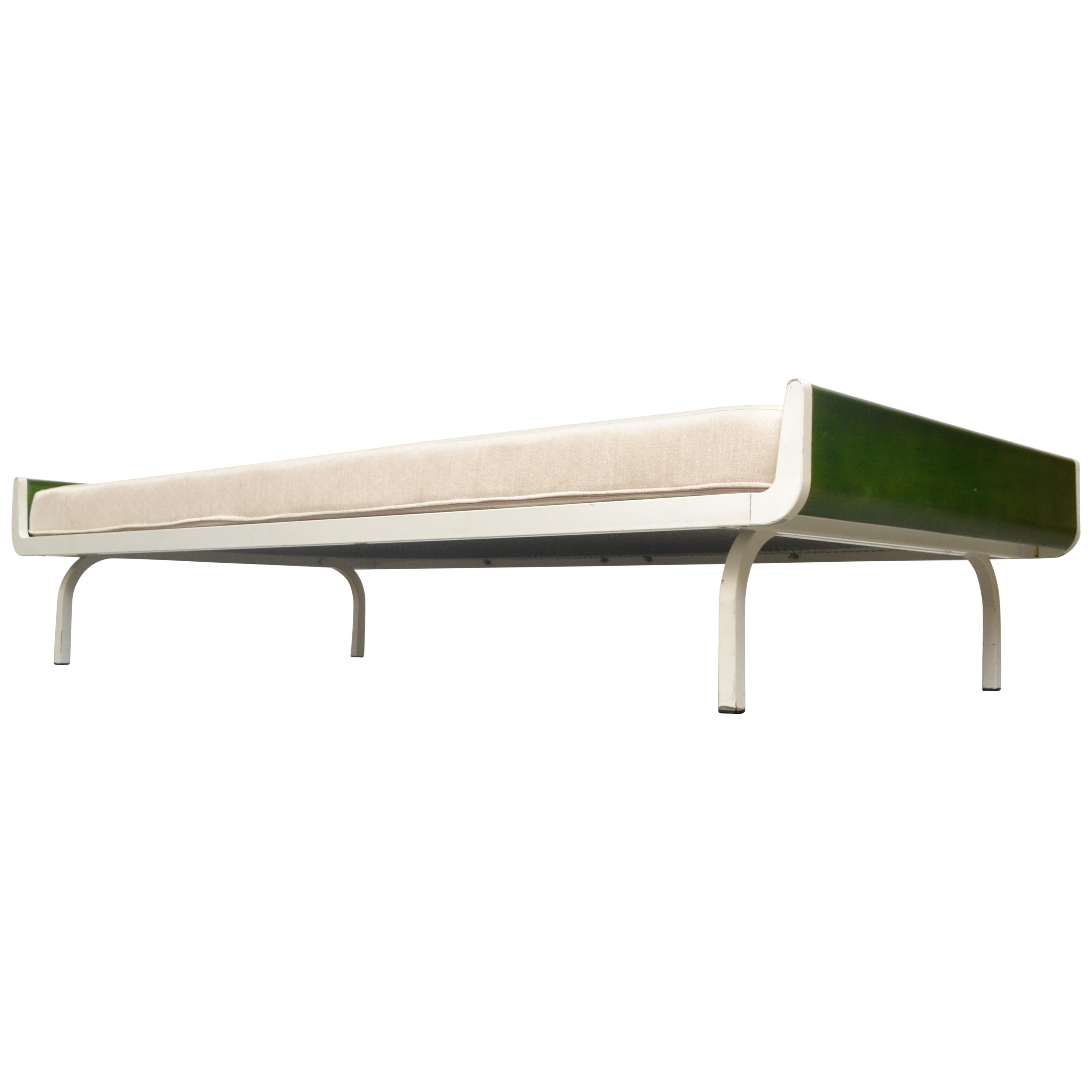 Midcentury Green Teak and Metal Auping Daybed