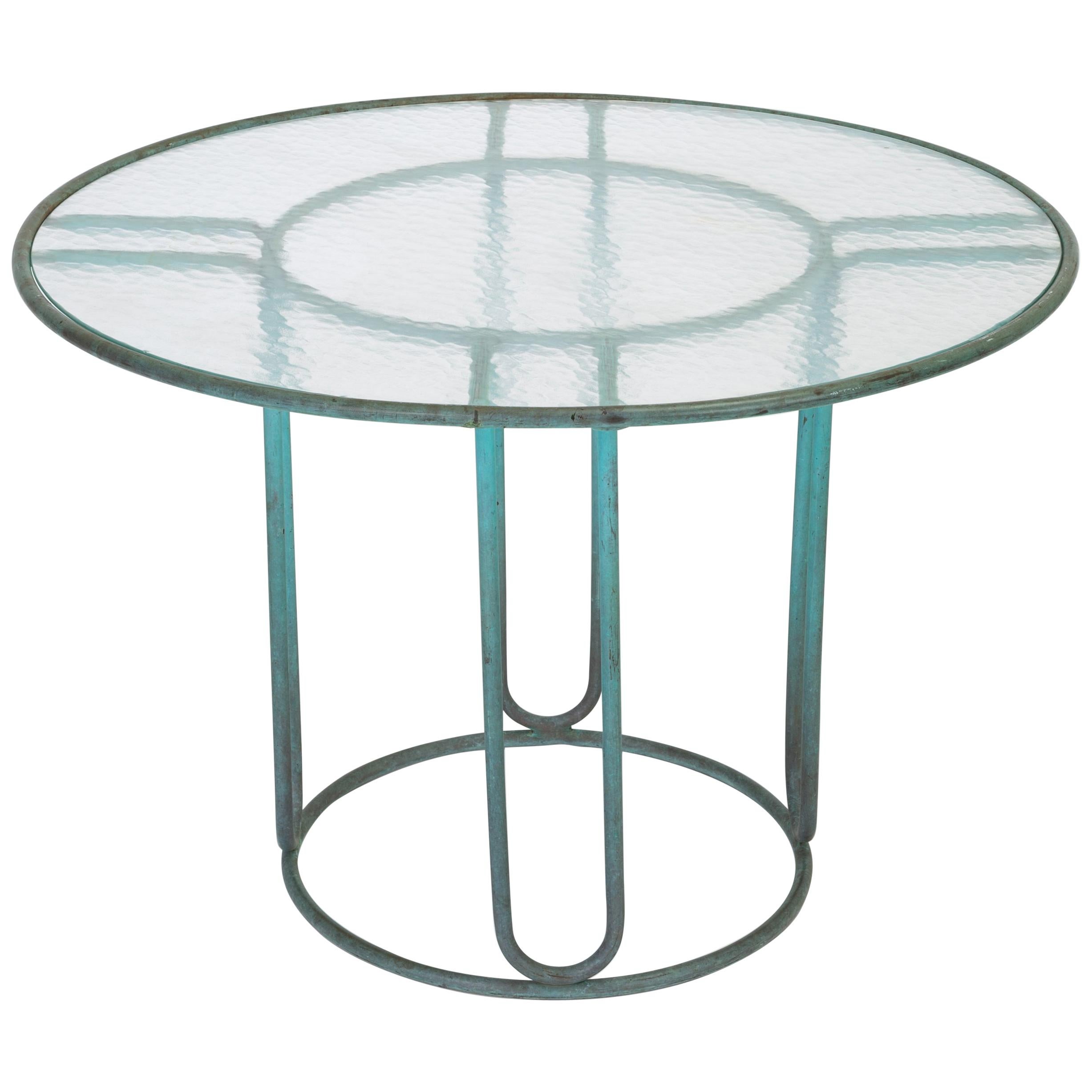 Walter Lamb Round Patio Dining Table With Gl Top At 1stdibs
