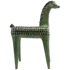 Mid-Century Modern Green Ceramic Horse By Alfaraz Spain