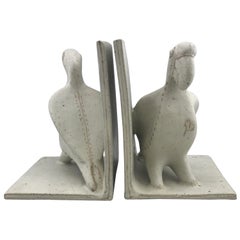 Ceramic Parrot Bookends by Bruno Gambone, Mid-Century Modern, Italian