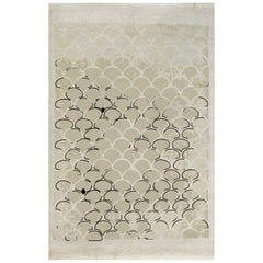 Koi Hand-Tufted Tencel Rug in Sand with Scale Pattern