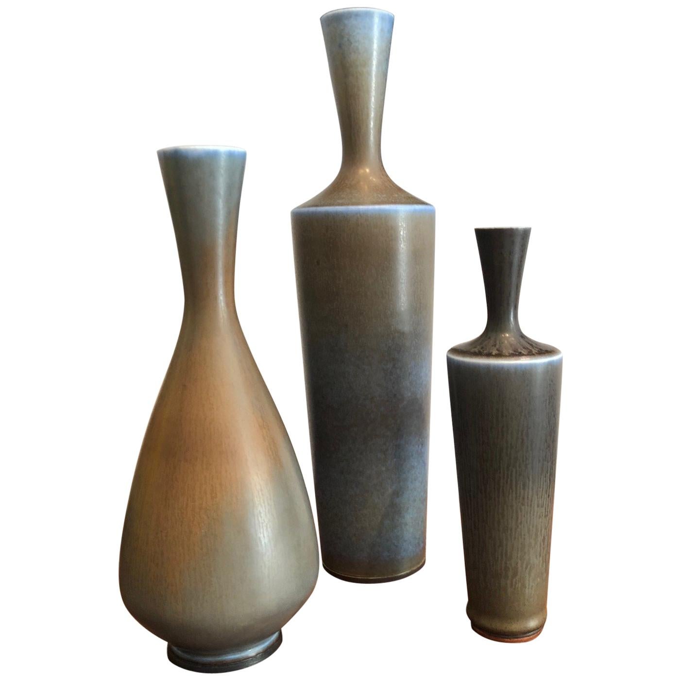 Berndt Friberg Set of Three Ceramic Vases, 1960s