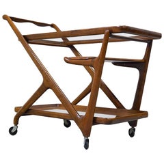Mid-Century Modern Cesare Lacca Trolley with Serving Tray, 1960s