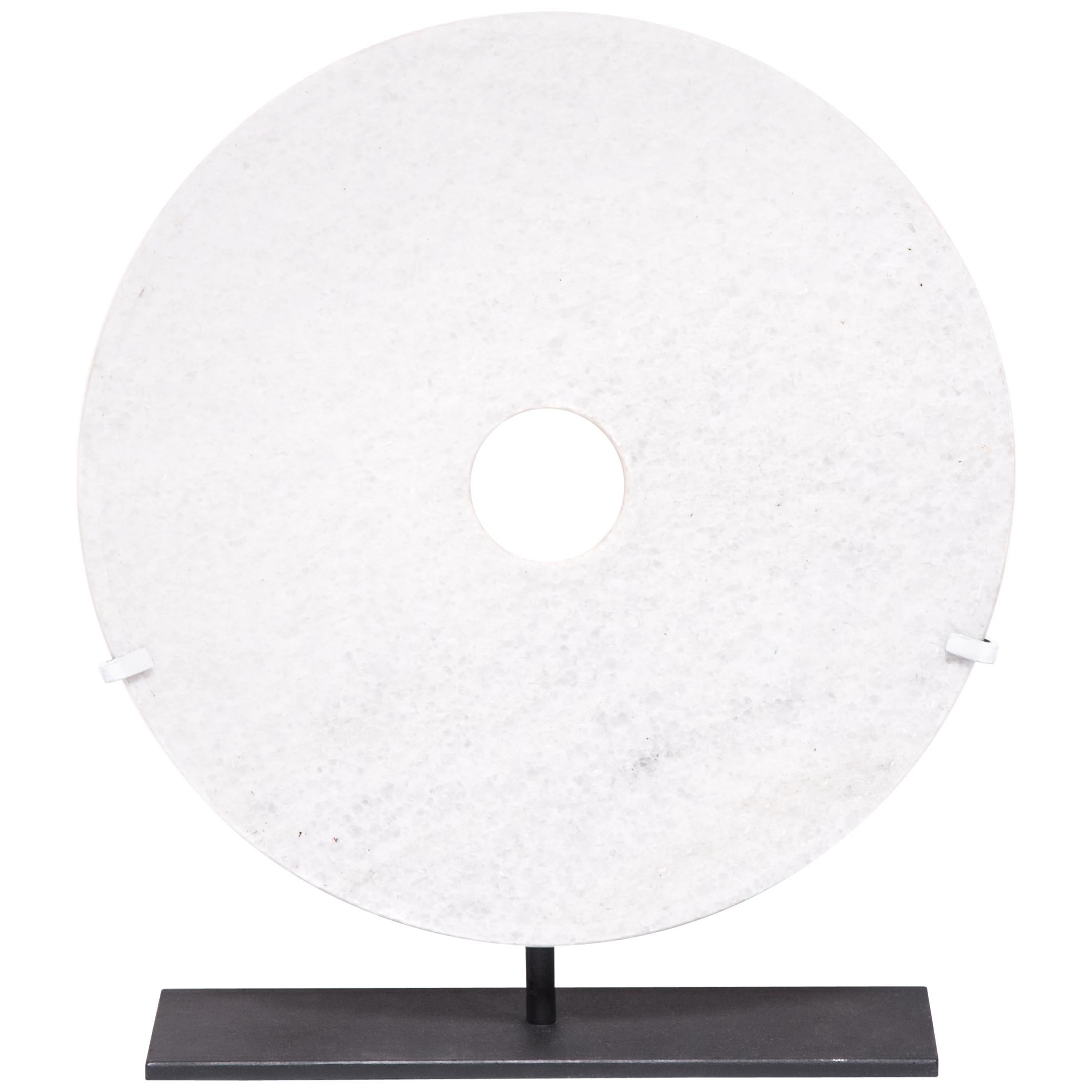 White Hardstone Incised Bi Disc