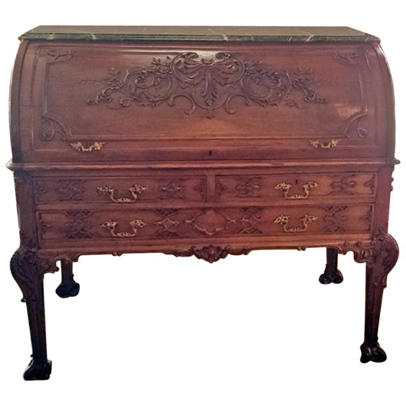 19th Century Hampton & Sons Chinese Chippendale Cylinder Desk For Sale