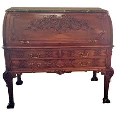 Bureau cylindrique Chippendale chinois Hampton & Sons du 19ème siècle