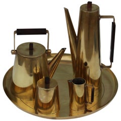 Vintage Modernist Italian Brass Tea Set