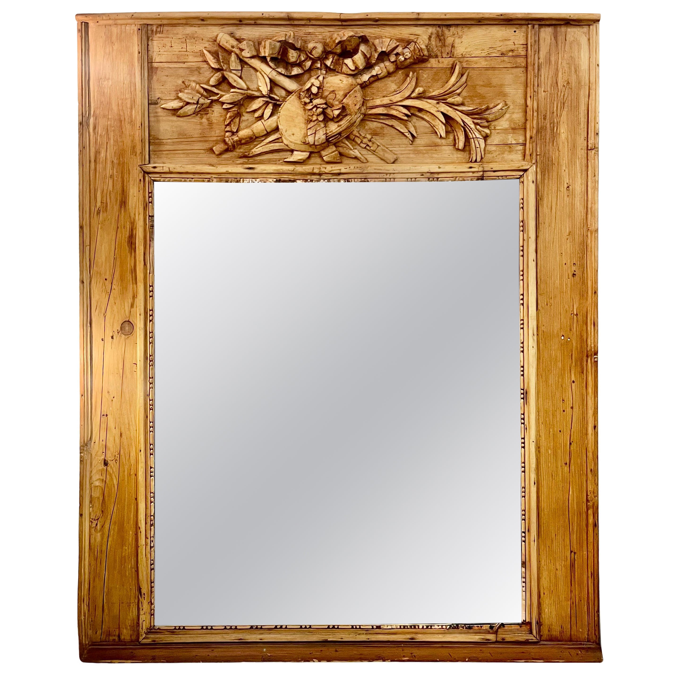 Miroir Trumeau en chêne et pin du début du 19e siècle. Collection
S de Mike Bell