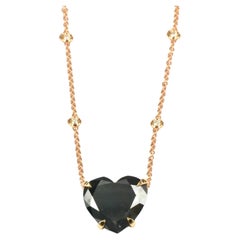 11.22 Carat Heart Black Diamond 18 KT Pink Gold Made in Italy Collier Necklace