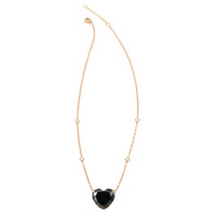 11.22 Carat Heart Black Diamond 18 KT Pink Gold Made in Italy Collier Necklace