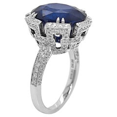 11.22 Karat Saphir und weißer Diamant Weißgoldring