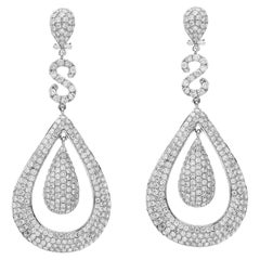 11.22 Carats Diamond Gold Floral Large Drop Earrings