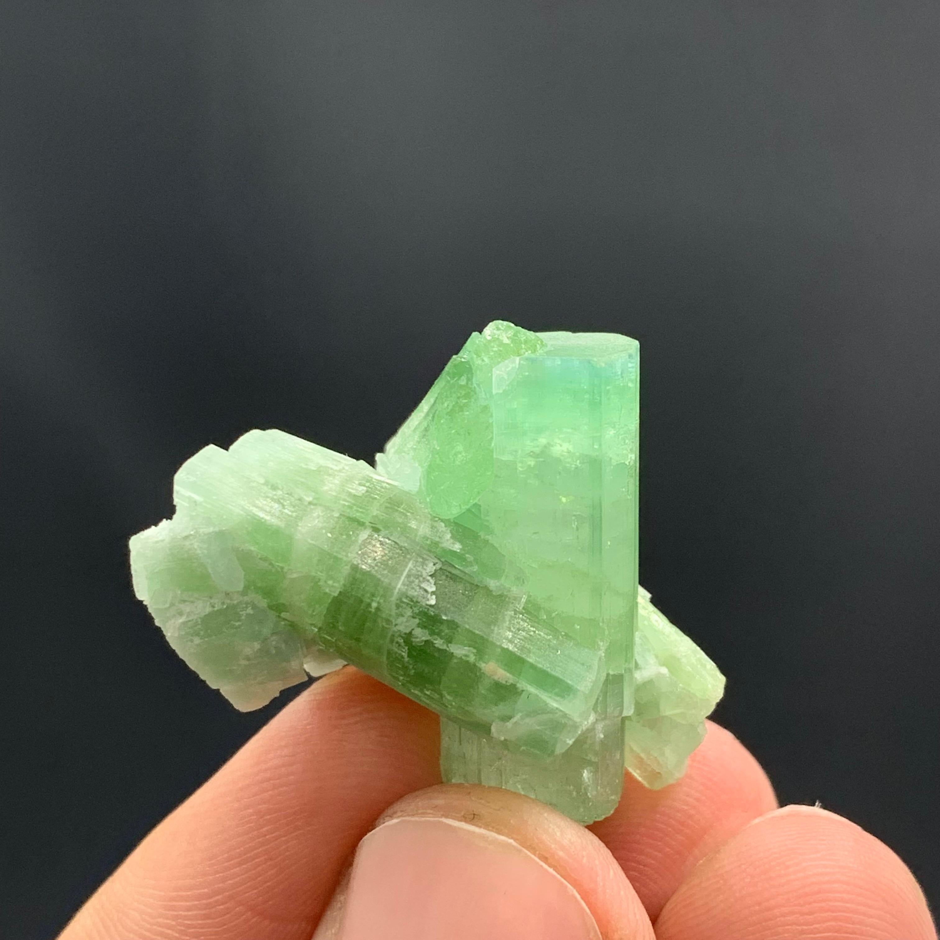 18th Century and Earlier 11.22 Gram Green Tourmaline Crystal Cluster From Kunar, Afghanistan  For Sale