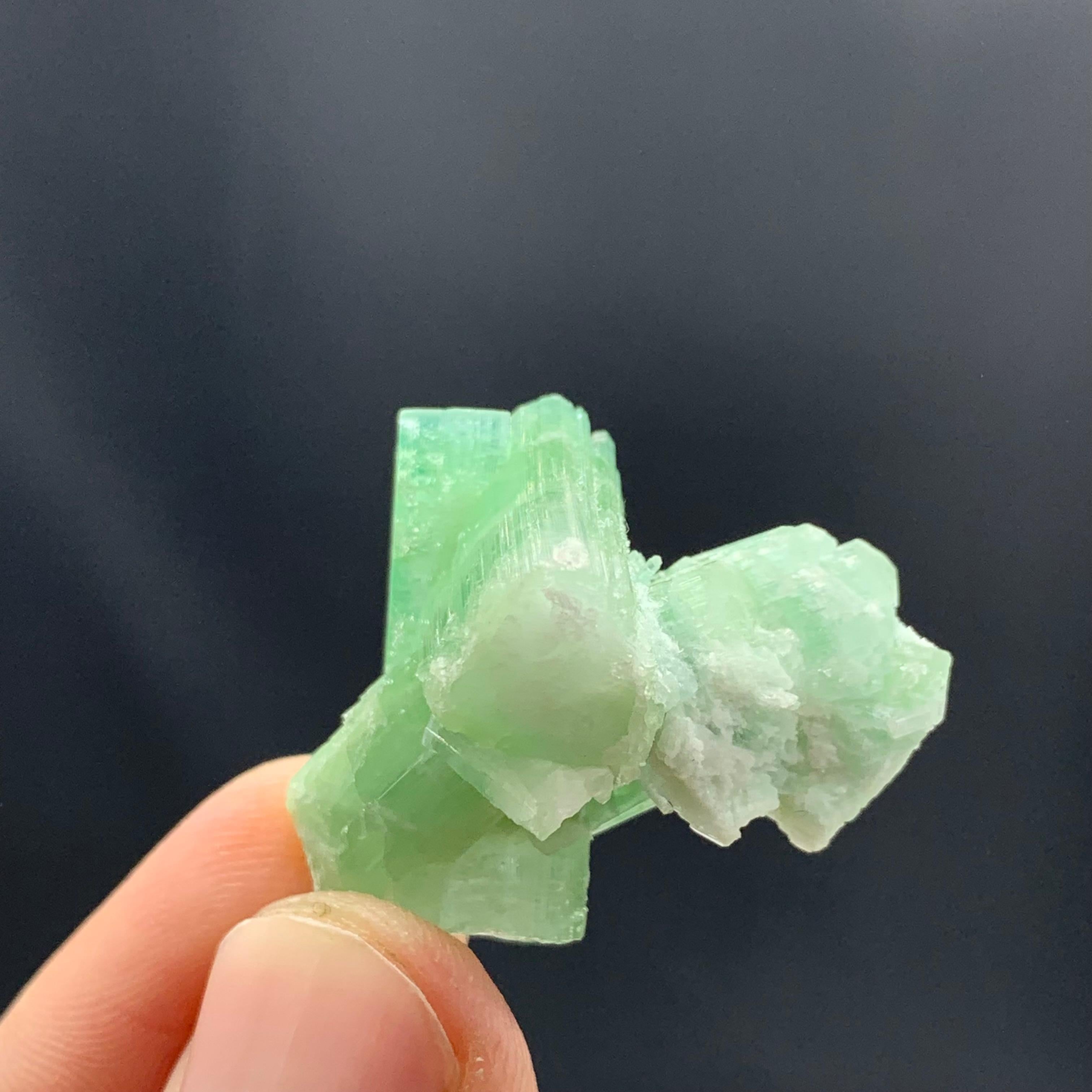 11.22 Gram Green Tourmaline Crystal Cluster From Kunar, Afghanistan  For Sale 2