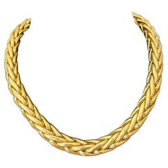 112.23 Gram Italian 18K Yellow Gold Braided Necklace