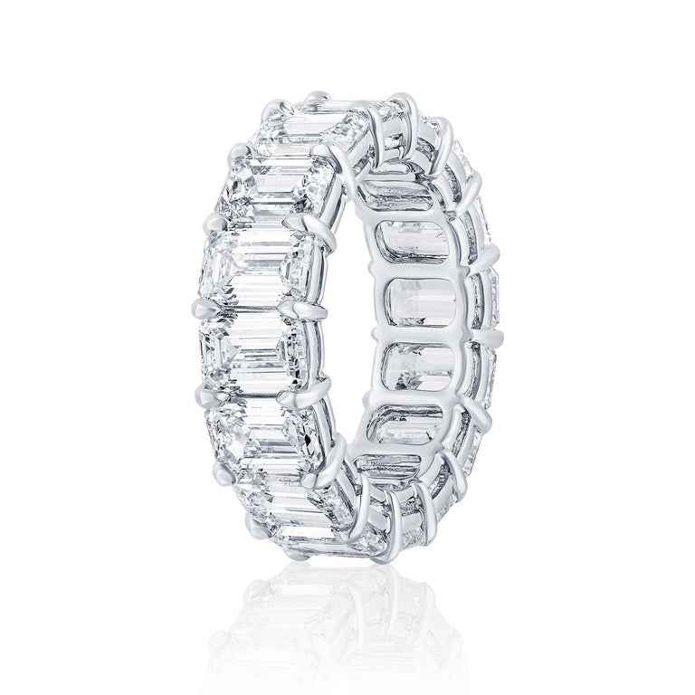 11.23 Carat Emerald Cut Diamond Eternity Band Ring For Sale at 1stDibs